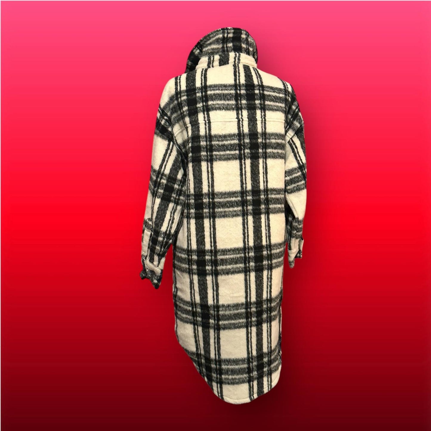Steve Madden Women's Long Plaid Wool Blend Shacket Coat - XS