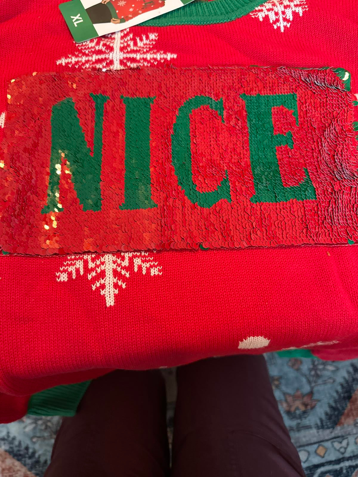 to be jolly Red and Green Naughty/Nice Christmas Sweater