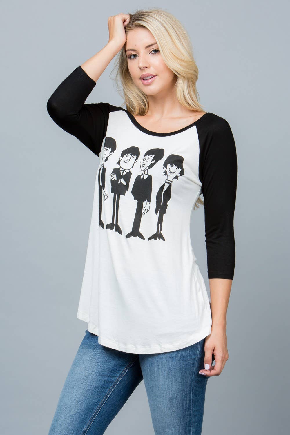 Four Dudes Print Raglan Shirt: L