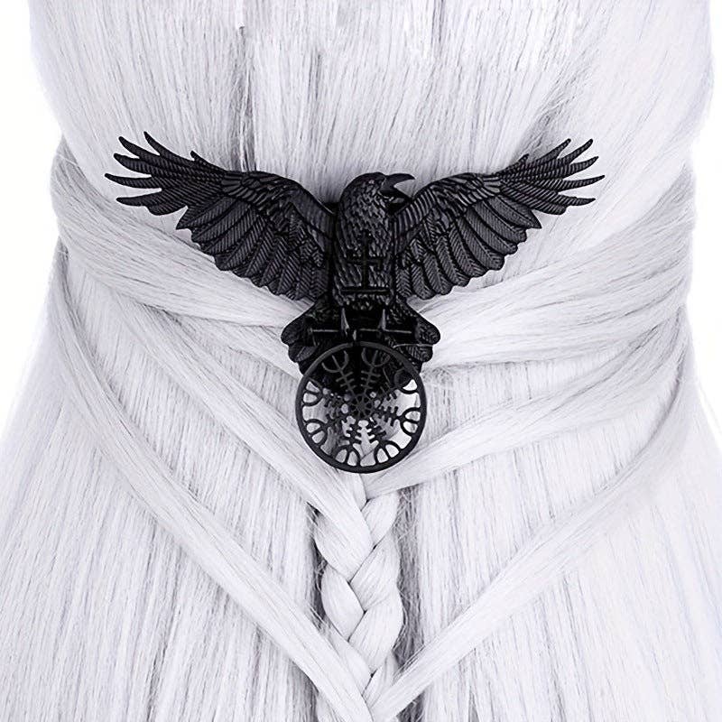 Vintage Viking Large Black Crow Hair Clip Duckbill Clip Party Accessory: Black