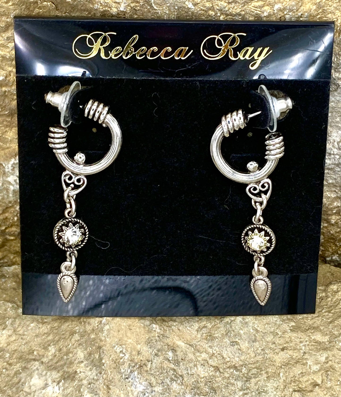 Boho Silver Charm Hoop Earring