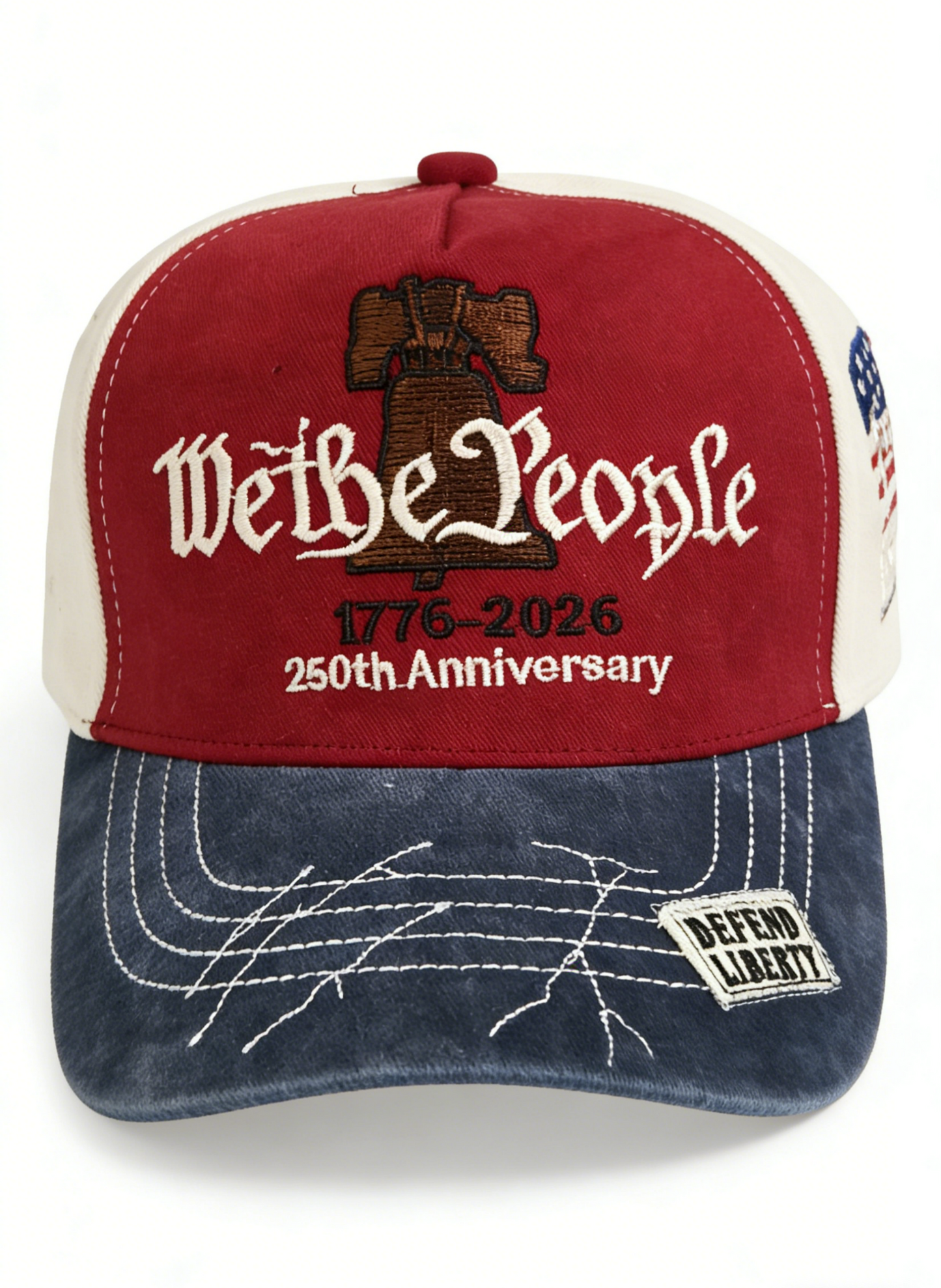 250th Anniv DD-214 Liberty Bell Embroidered Baseball Cap: Black / M