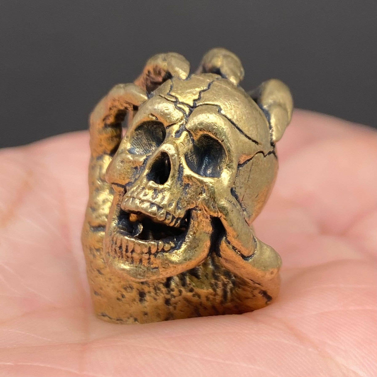 Skull In In The Demon Hand Brass Crafts Desktop Ornaments