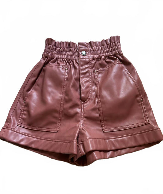 Zara Faux Leather High-Waisted Casual Shorts Sz 2
