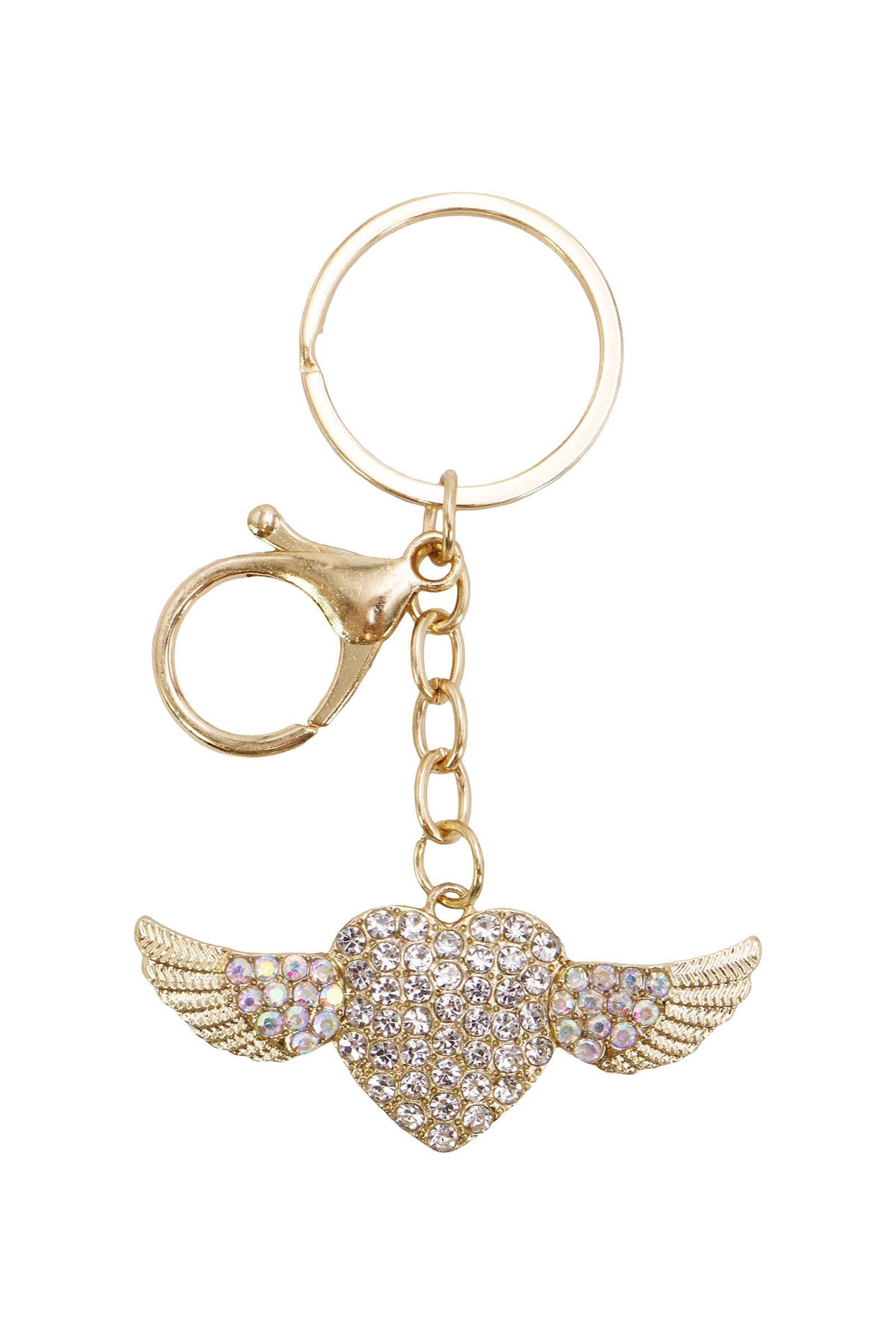 Winged Heart Bling Crystal Rhinestone Key Chain: ASSORTED / ONE SIZE