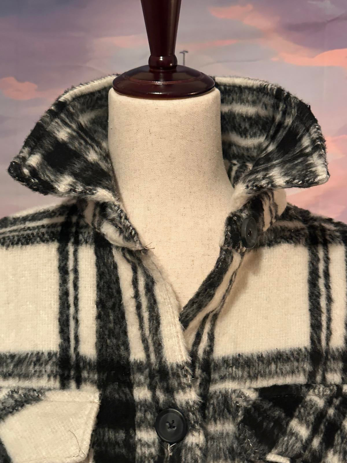 Steve Madden Women's Long Plaid Wool Blend Shacket Coat - XS