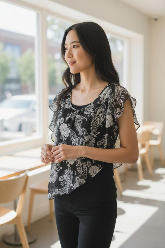 APT 9 Petite Large Flowy Floral Blouse