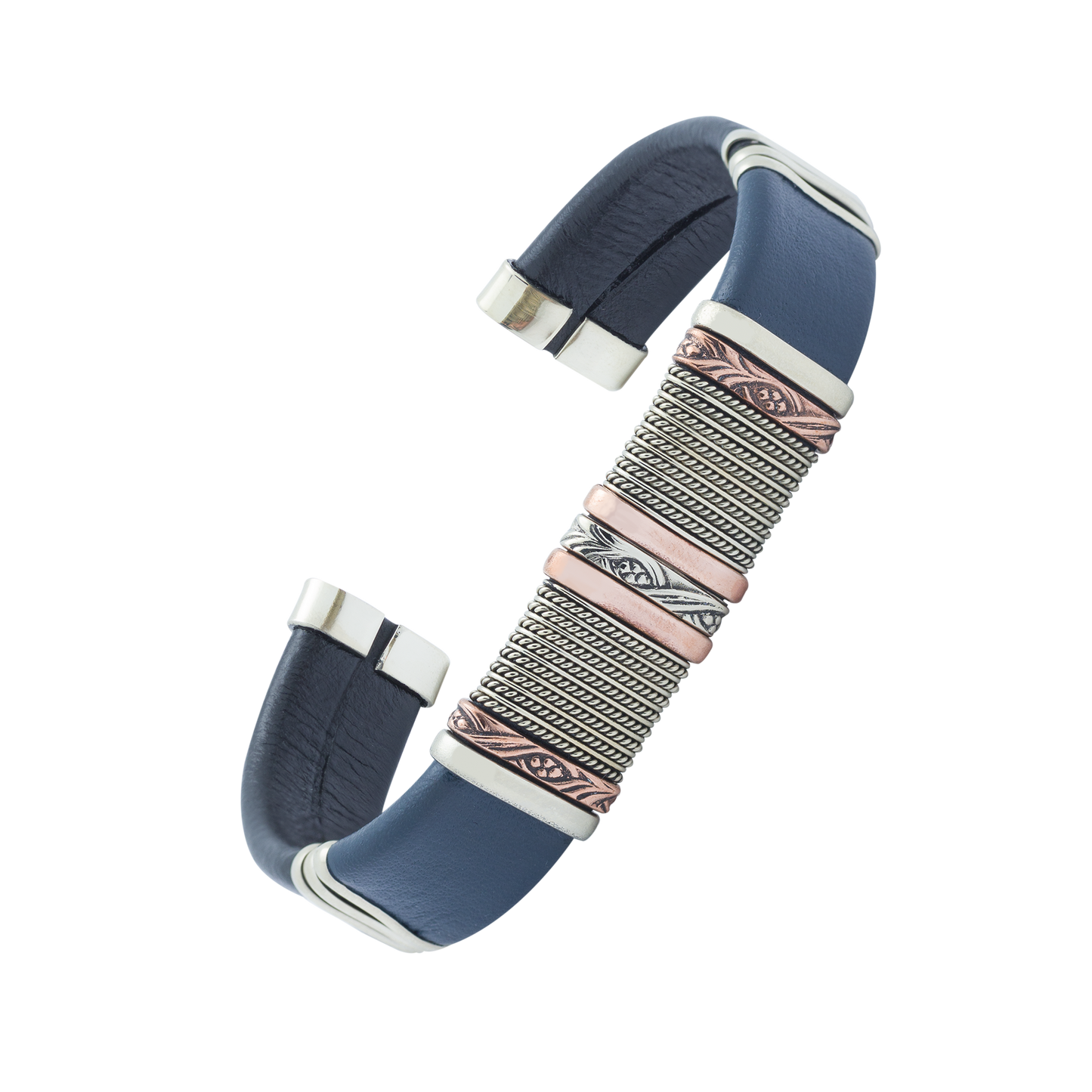 BR.ULB.0434 - Men's Navy Blue Leather Bracelet