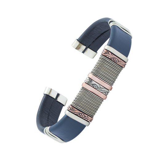 BR.ULB.0434 - Men's Navy Blue Leather Bracelet
