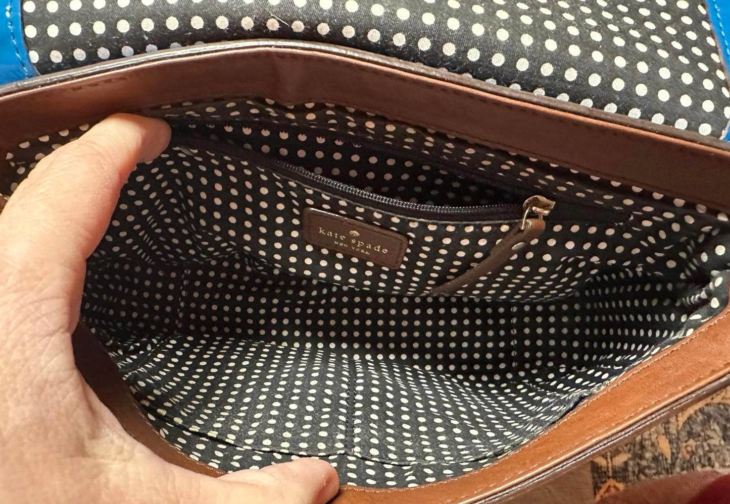 Kate Spade Blue Patent Leather Crossbody Bag EUC