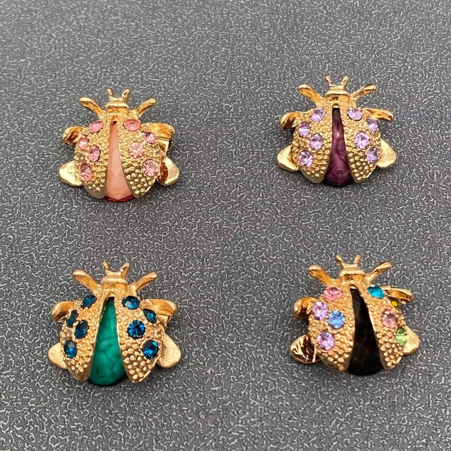 Colorful Rhinestone Ladybug Brooch: Colored