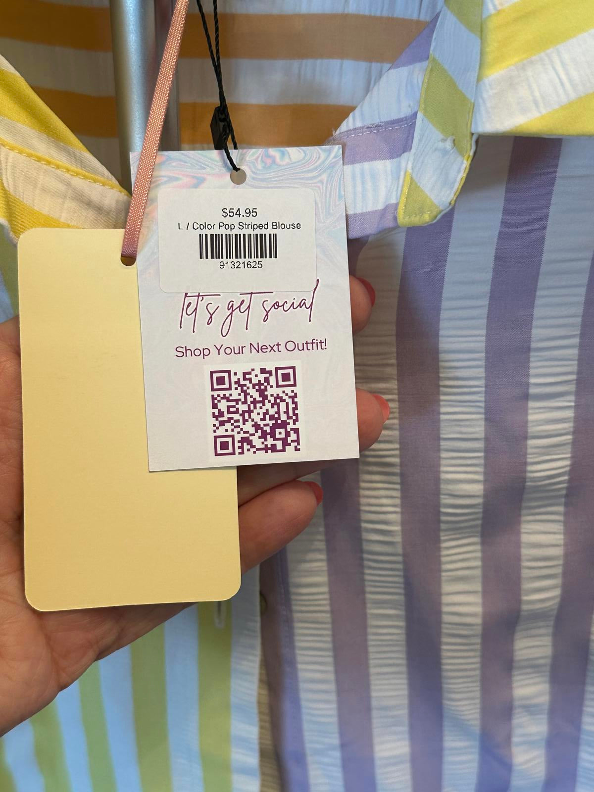 Entro Color Pop Striped Blouse by entro, Size Large