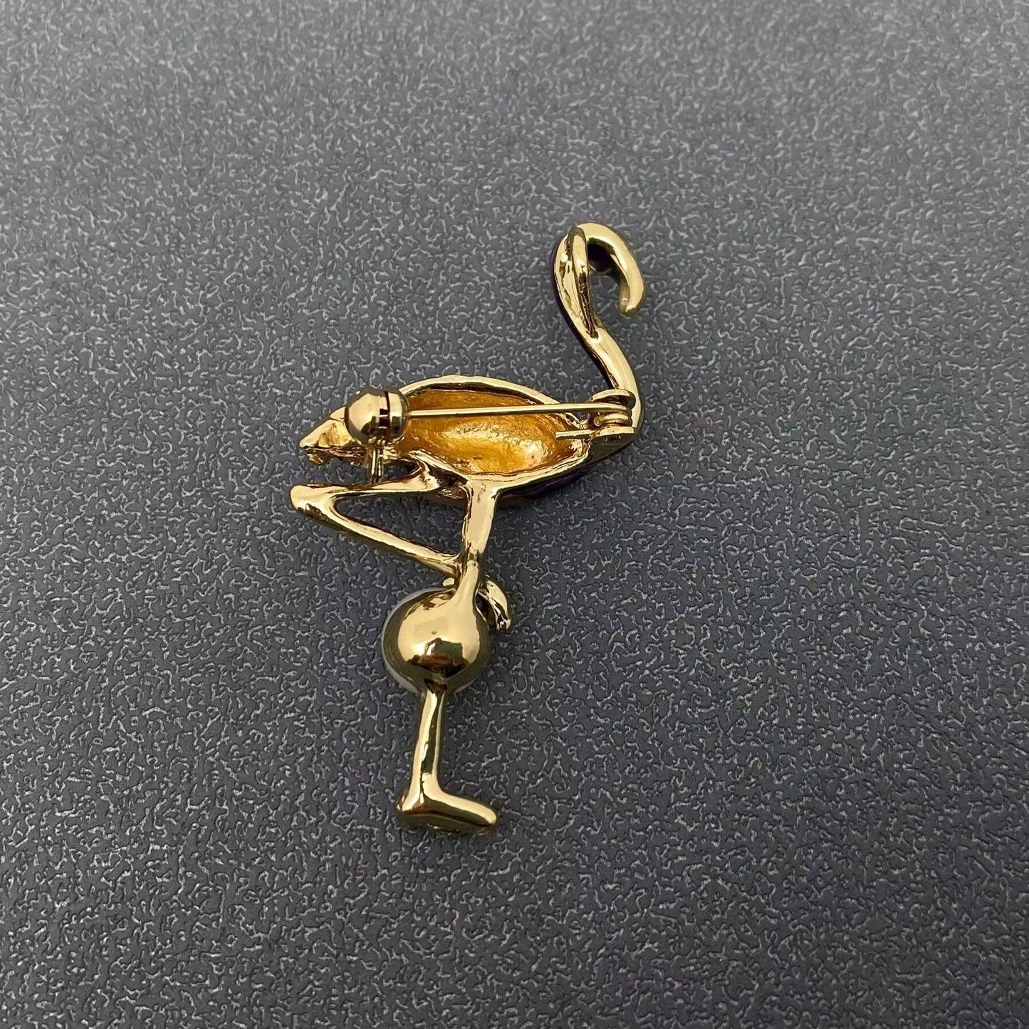 Inlaid with Pearl Enamel Flamingo Brooch: Purple