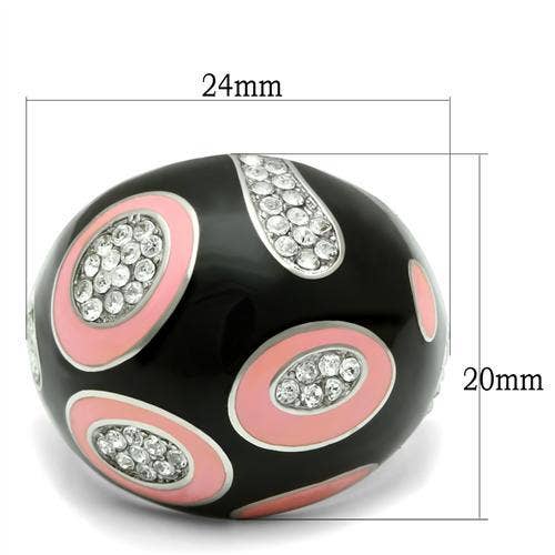 TK263 - High polished (no plating) Stainless Steel Ring with Top Grade Crystal  in Clear: 6