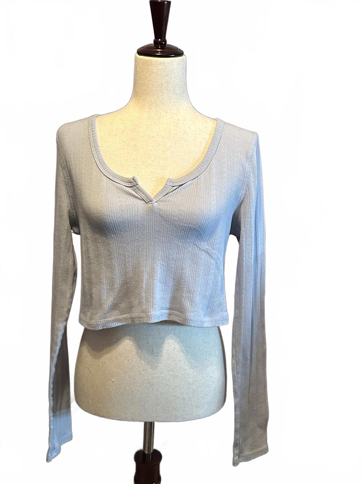 Aero Shrunken Tee Collection Women's Ribbed Top XL Blue