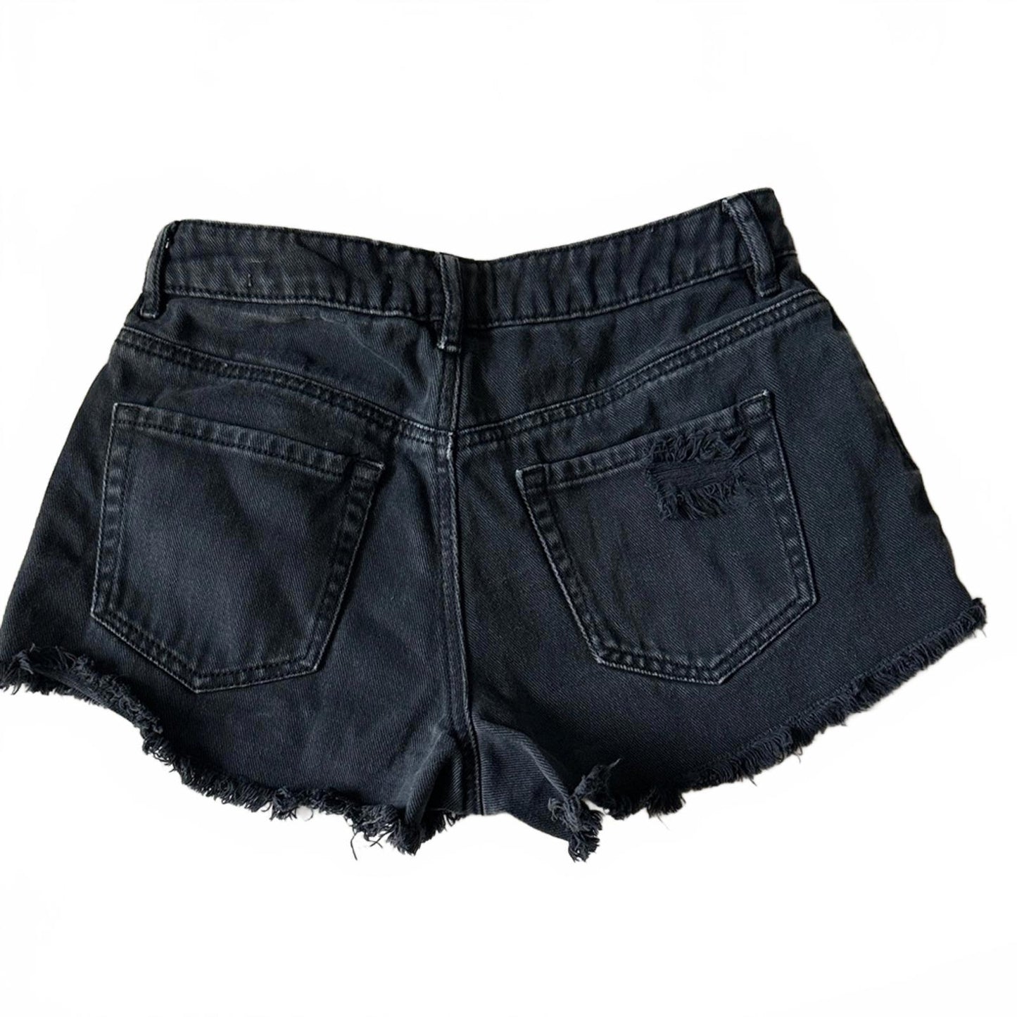 PACSUN Black Distressed Denim Shorts Size 25