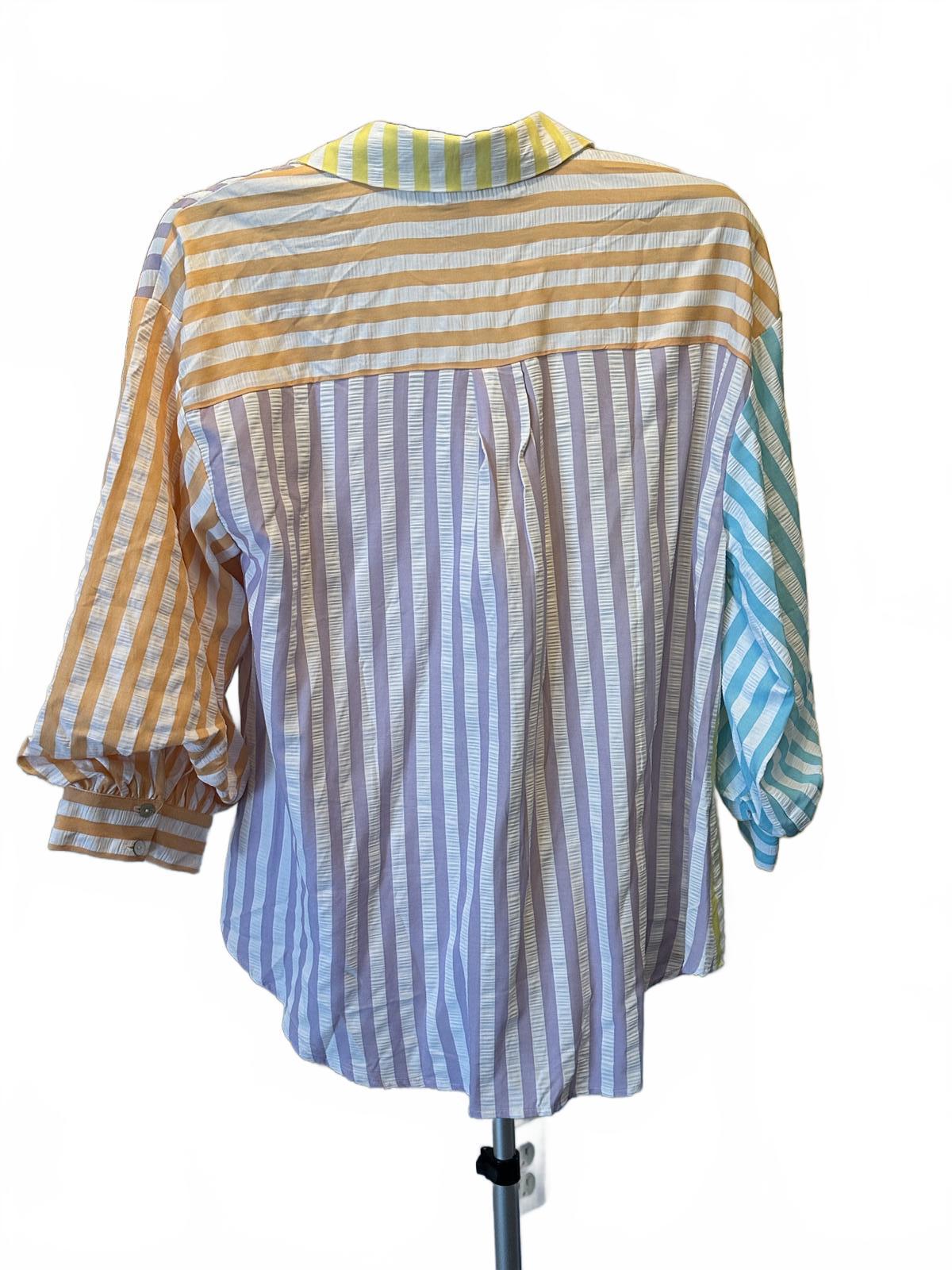 Entro Color Pop Striped Blouse by entro, Size Large