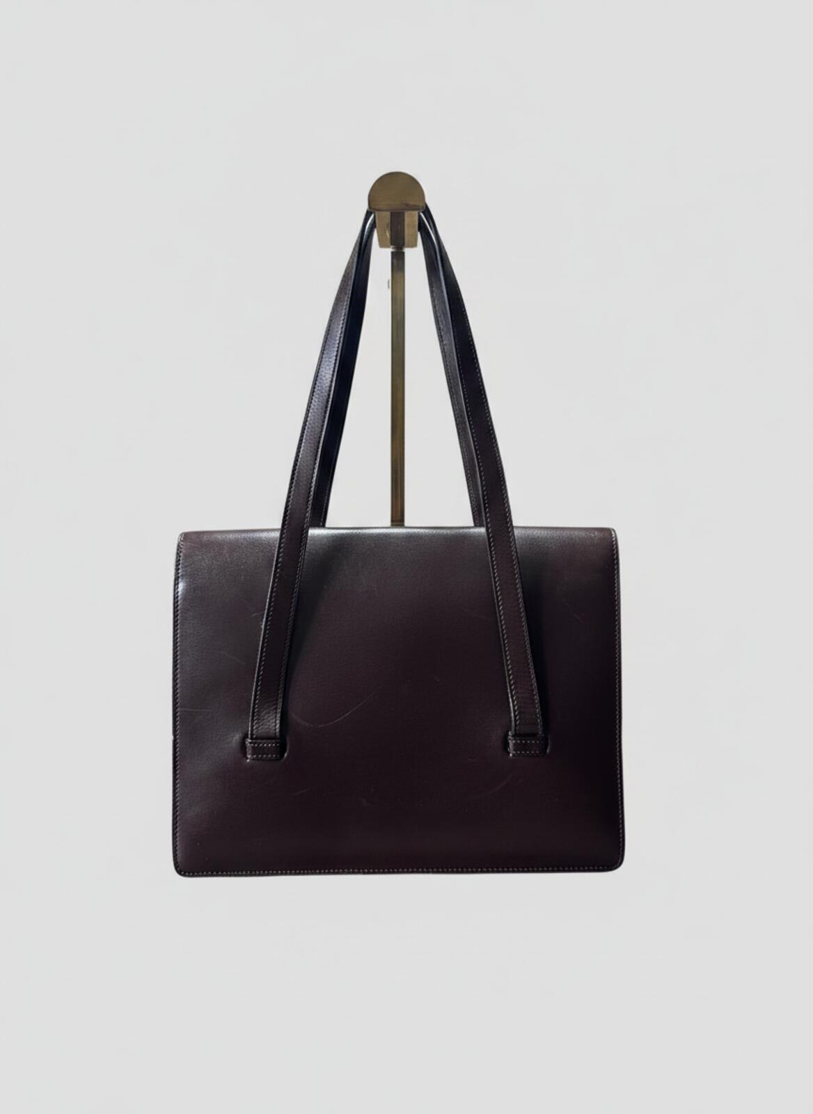 Christian Dior Brown Leather Tote with Gold-tone Hardware
