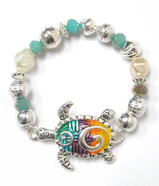 ( A212 )  TETURED COLORED TURTLE  BRACELET