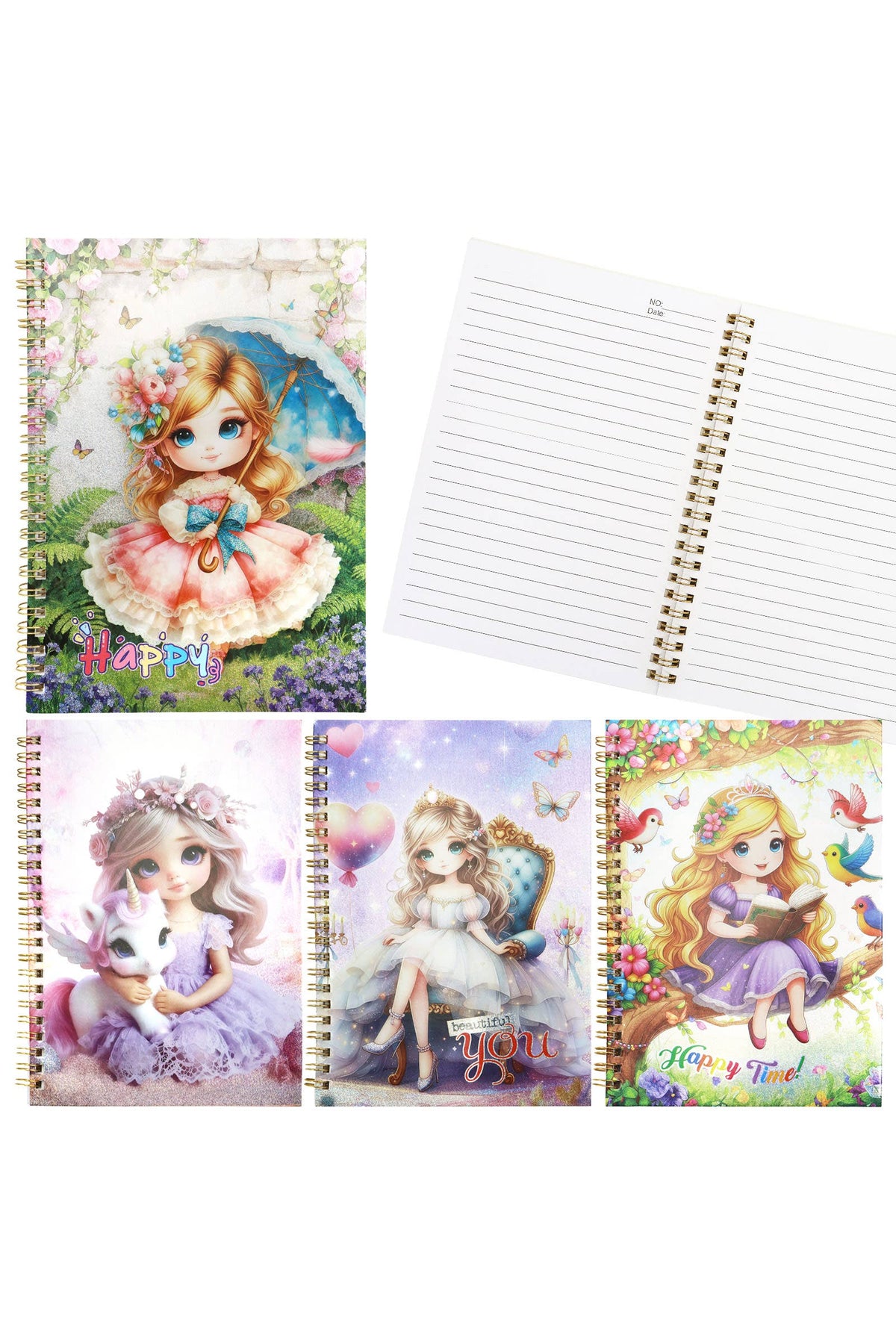 Princess Iridescent A5 Spiral Bound Notebook - 12 Pcs: ASSORTED / ONE SIZE