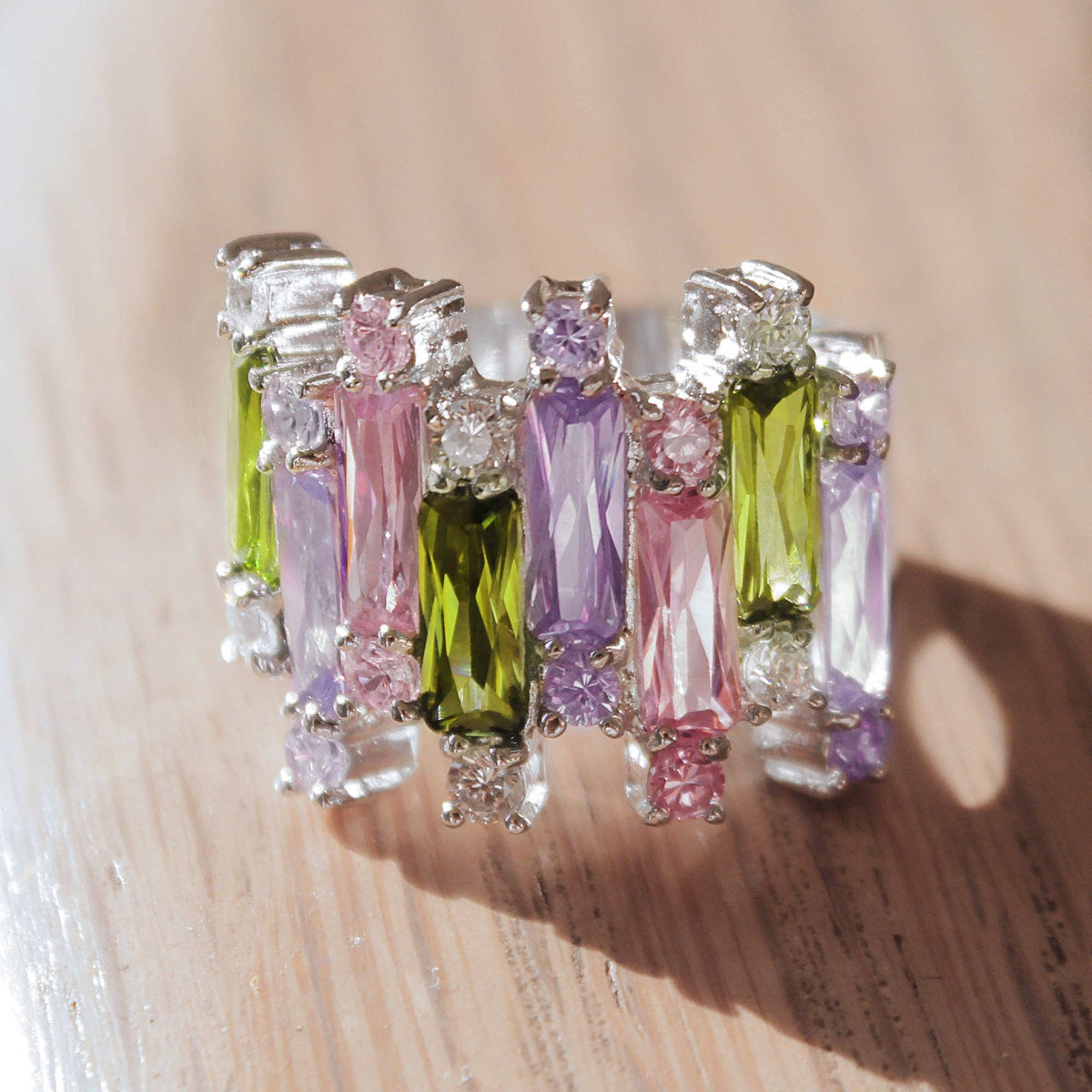 Kora Cocktail Ring - 925 Sterling Silver, AAA CZ , Multi Color - 37611: 6