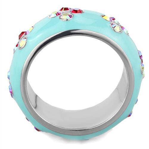 TK1768 - High polished (no plating) Stainless Steel Ring with Top Grade Crystal  in Light Rose: 7
