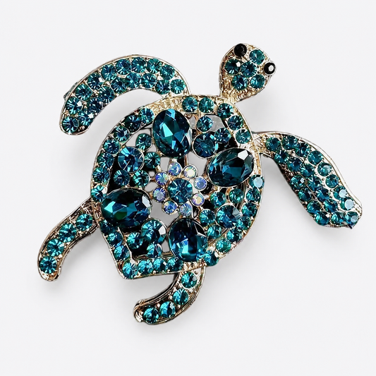 Colorful Rhinestone Turtle Brooch Pin: A1
