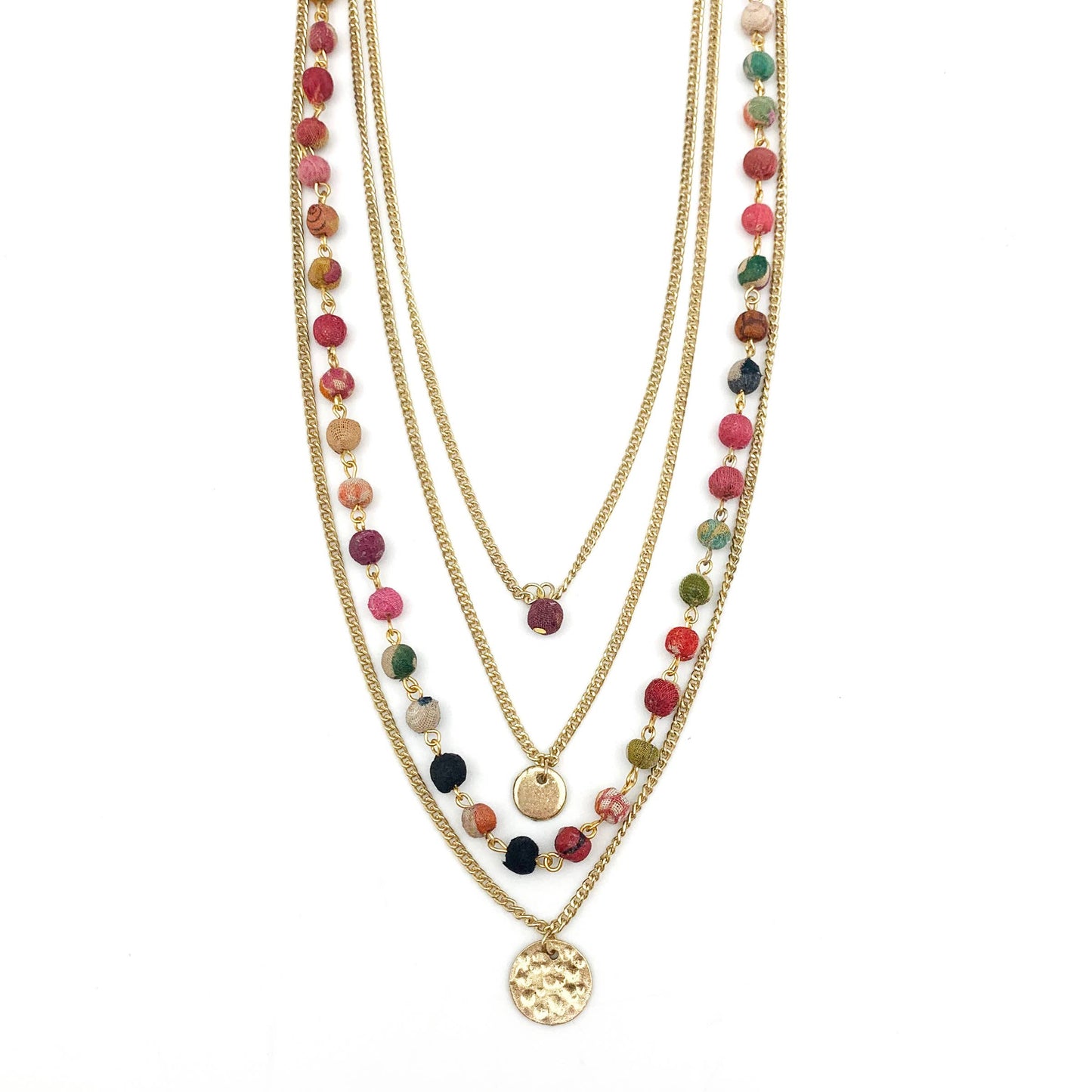 Aasha Strand Layered Kantha Handcrafted Necklace