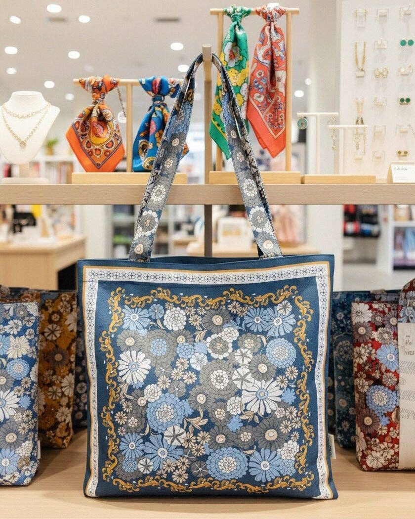 JCFB0091 Blue-White Mandala Floral Shoulder Bag