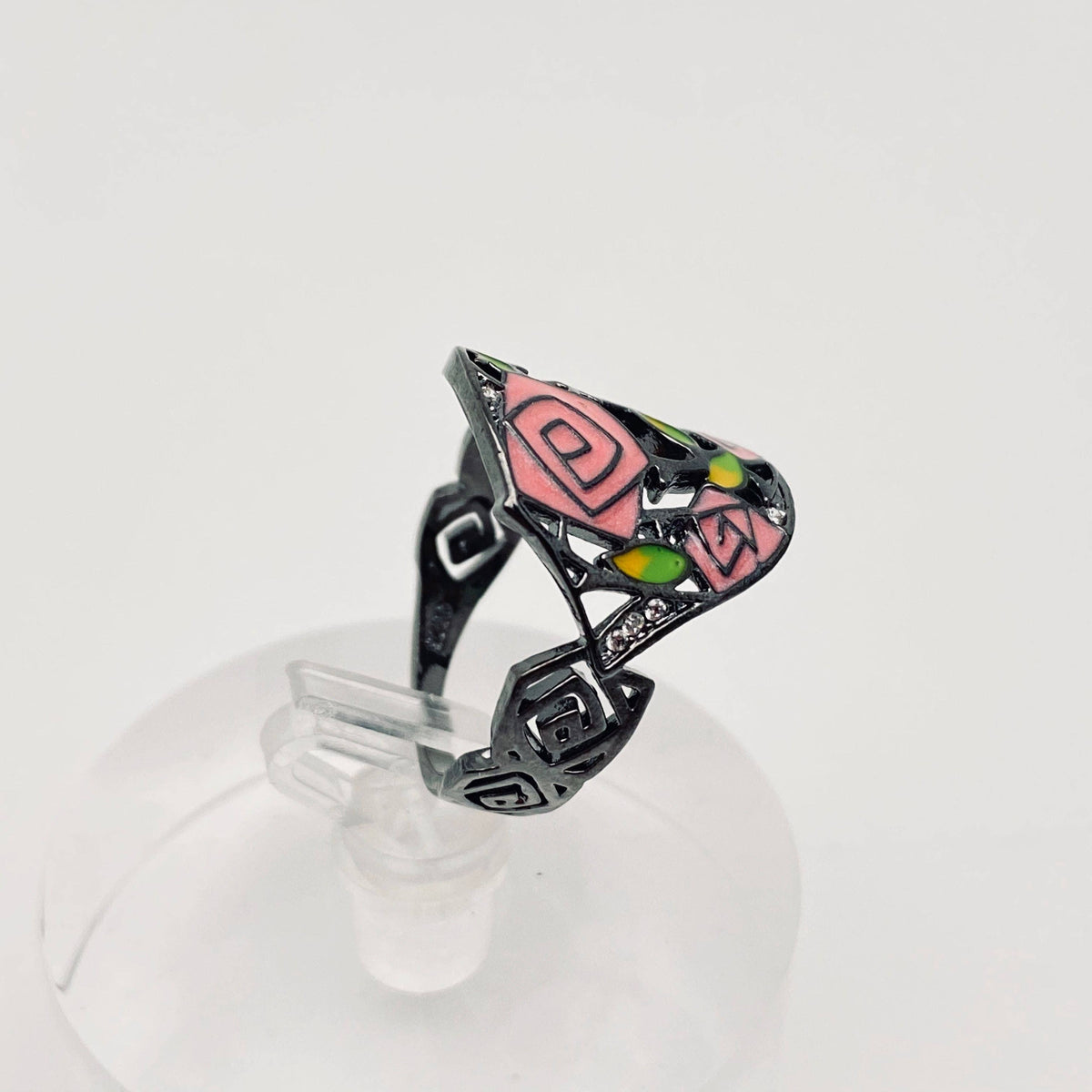 Thorn Rose Enamel Flower Ring: 8