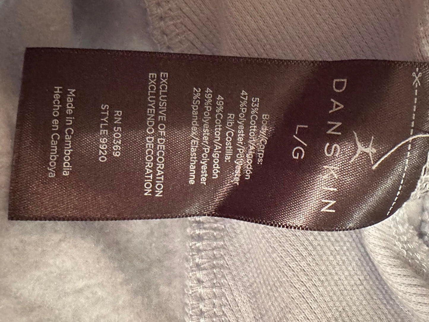 Danskin Women's Light Blue Sweatshirt NWT Size Large