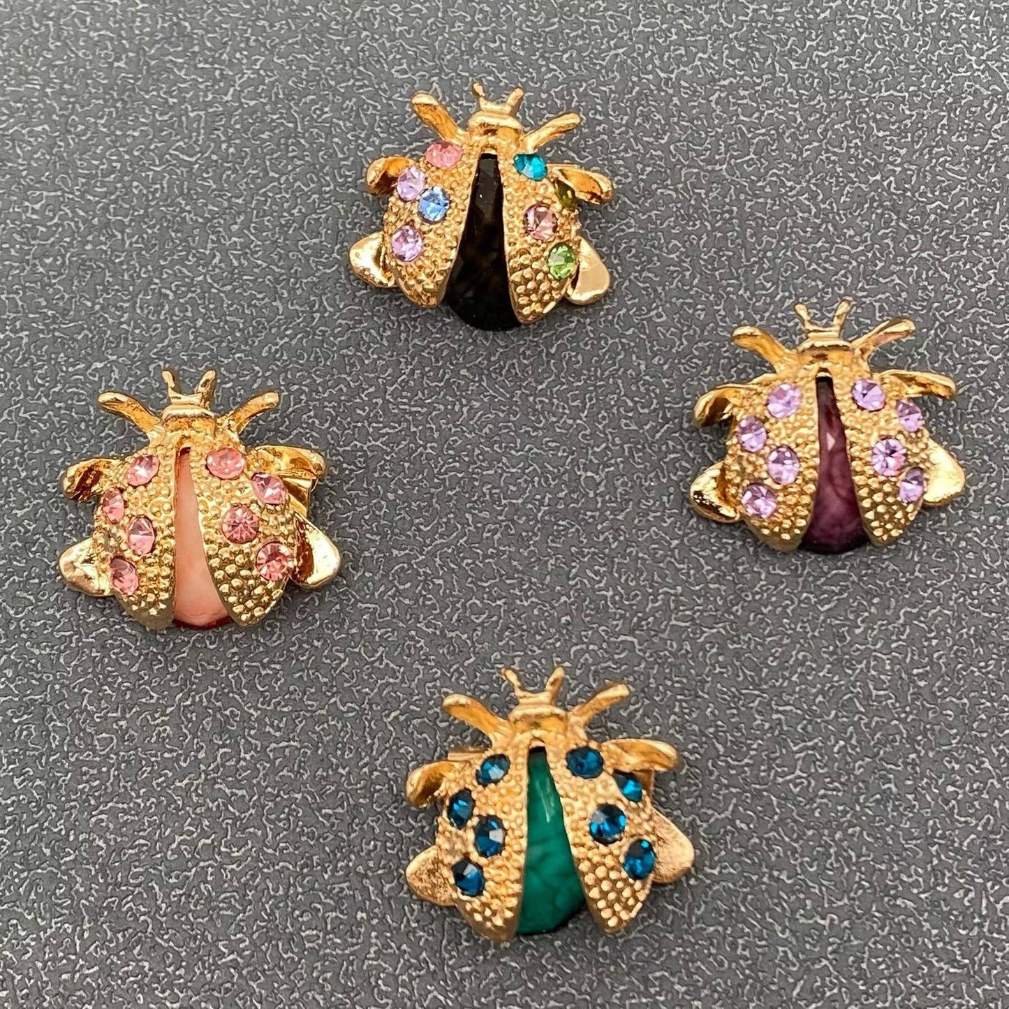 Colorful Rhinestone Ladybug Brooch: Colored