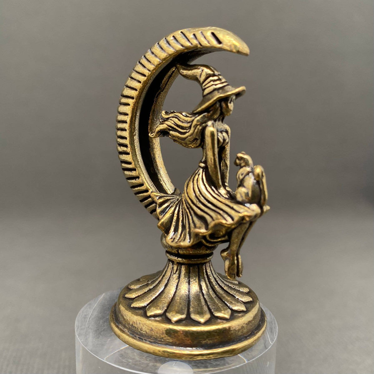 The Witch and Cat On The Moon Brass Crafts Desktop Ornaments