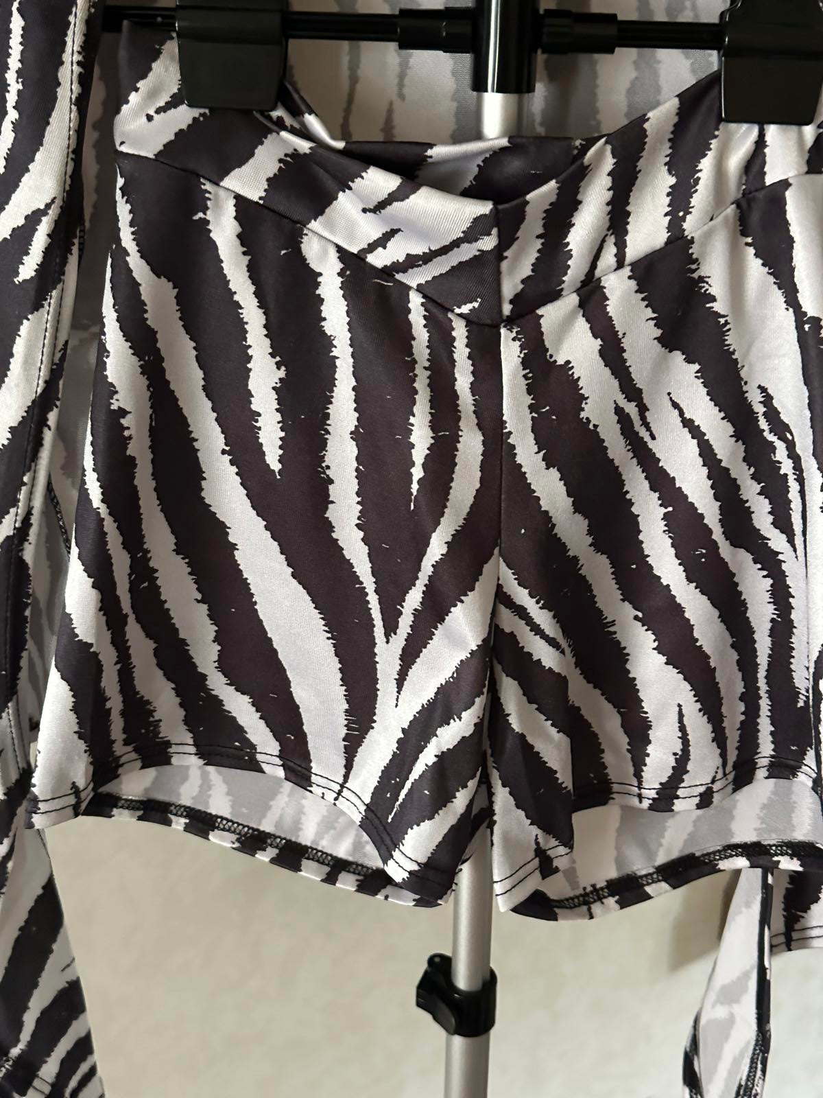 Zebra Print Women's Crop Top and Shorts Set