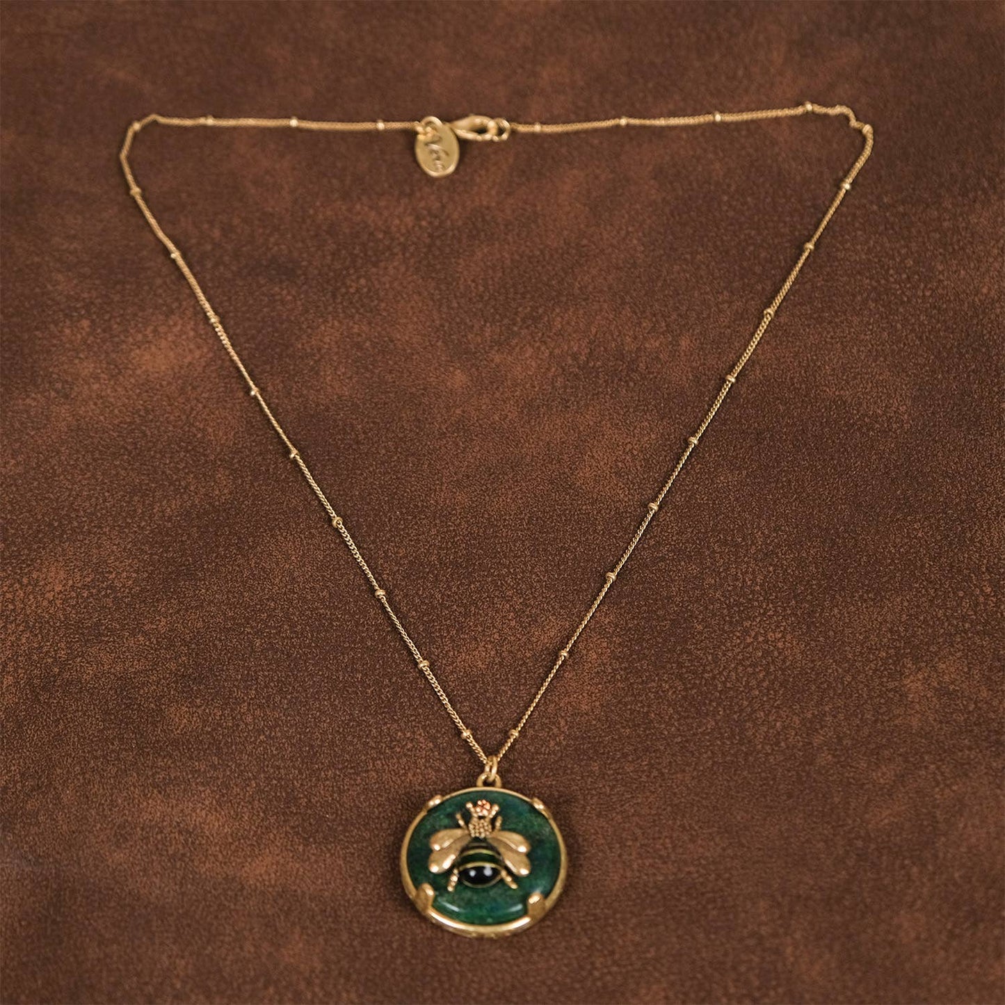 Vintage Elegant Gold Plated Bee Pendant Necklace-18.5 Inch