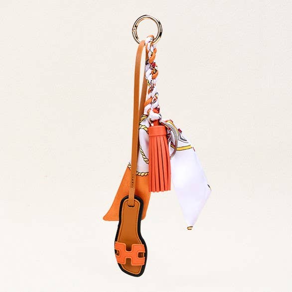 Sandals & Bow Scarf Tassel Bag Charm Keychain: Yellow / M