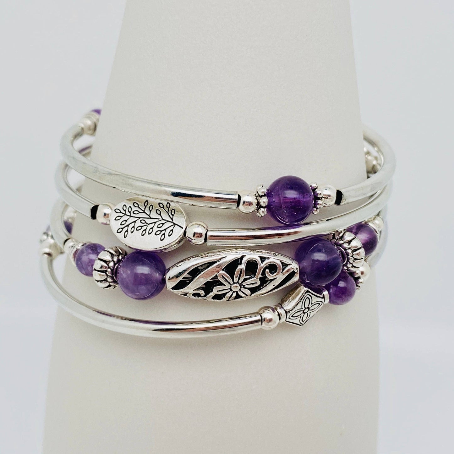Natural Stone Wrap Beaded Bracelet Bangle: Turquoise
