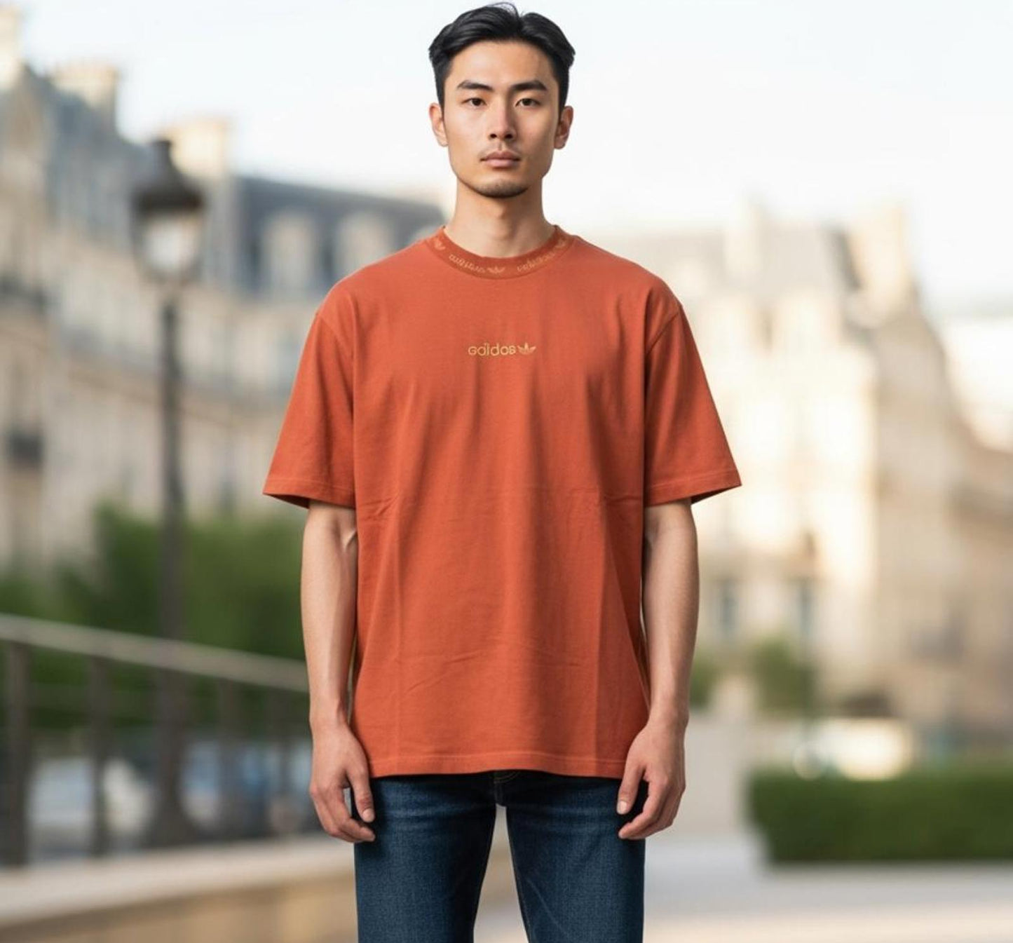 Adidas Orange Short Sleeve Casual T-Shirt Size Small