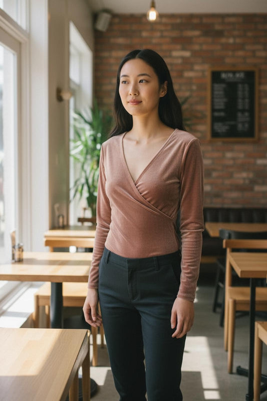 Madewell Velvet Long Sleeve Wrap Bodysuit - XXS