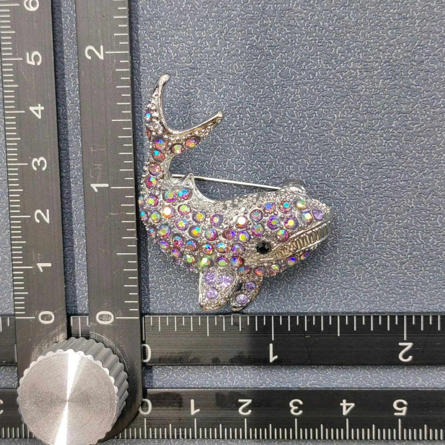 Rhinestone Whale Brooch