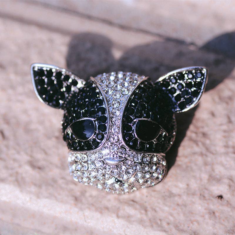 Cute Cartoon Dog Brooch for Women - Stylish Animal Pin with Rhinestones: French Bulldog Brooch