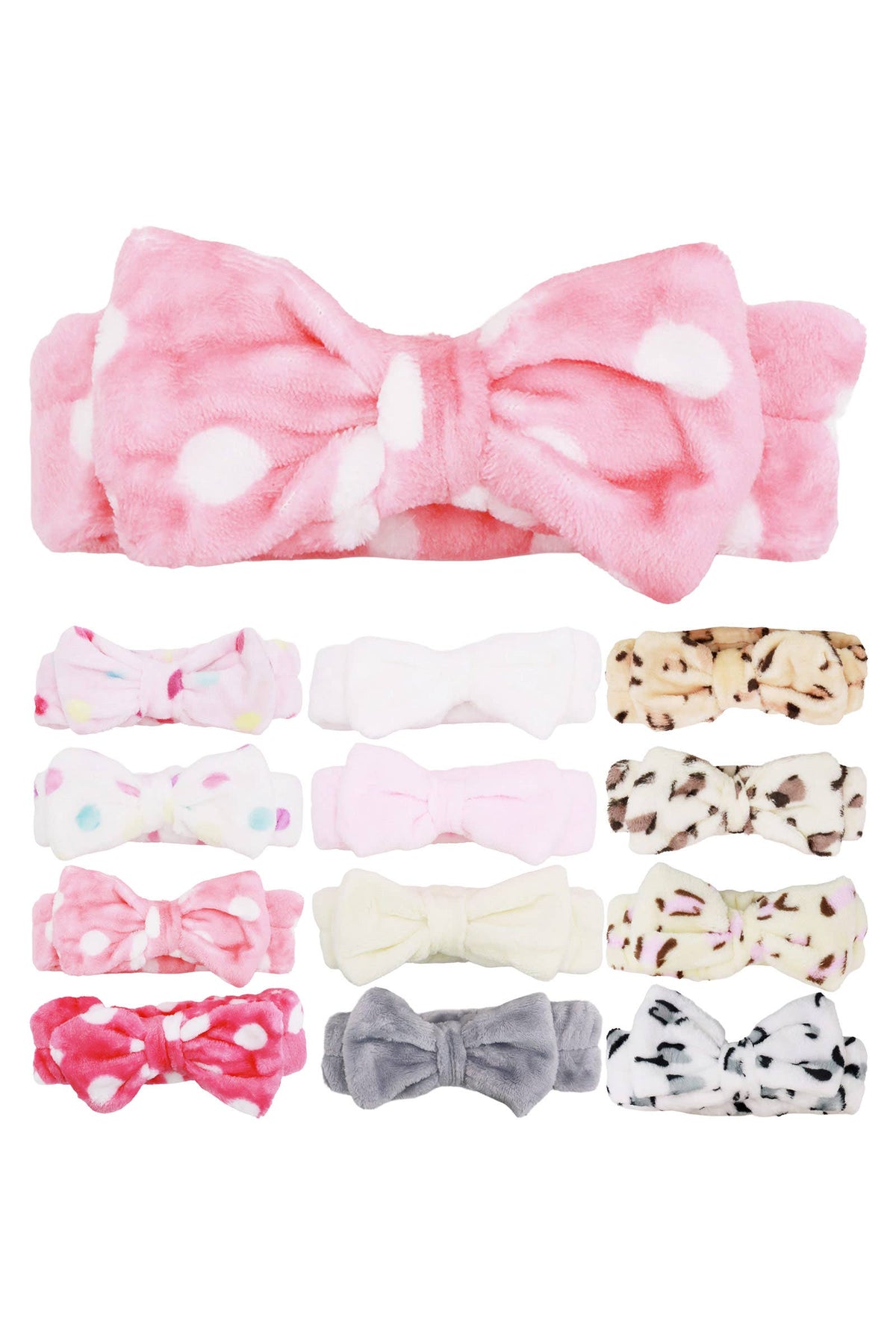 Leopard Polka Dot Solid Mix Fuzzy Spa Headband: ASSORTED / ONE SIZE