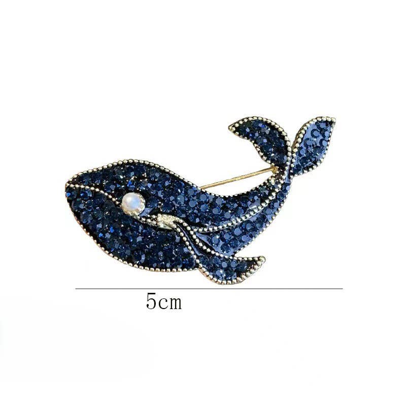 Vintage Blue Whale Brooch: Whale / M