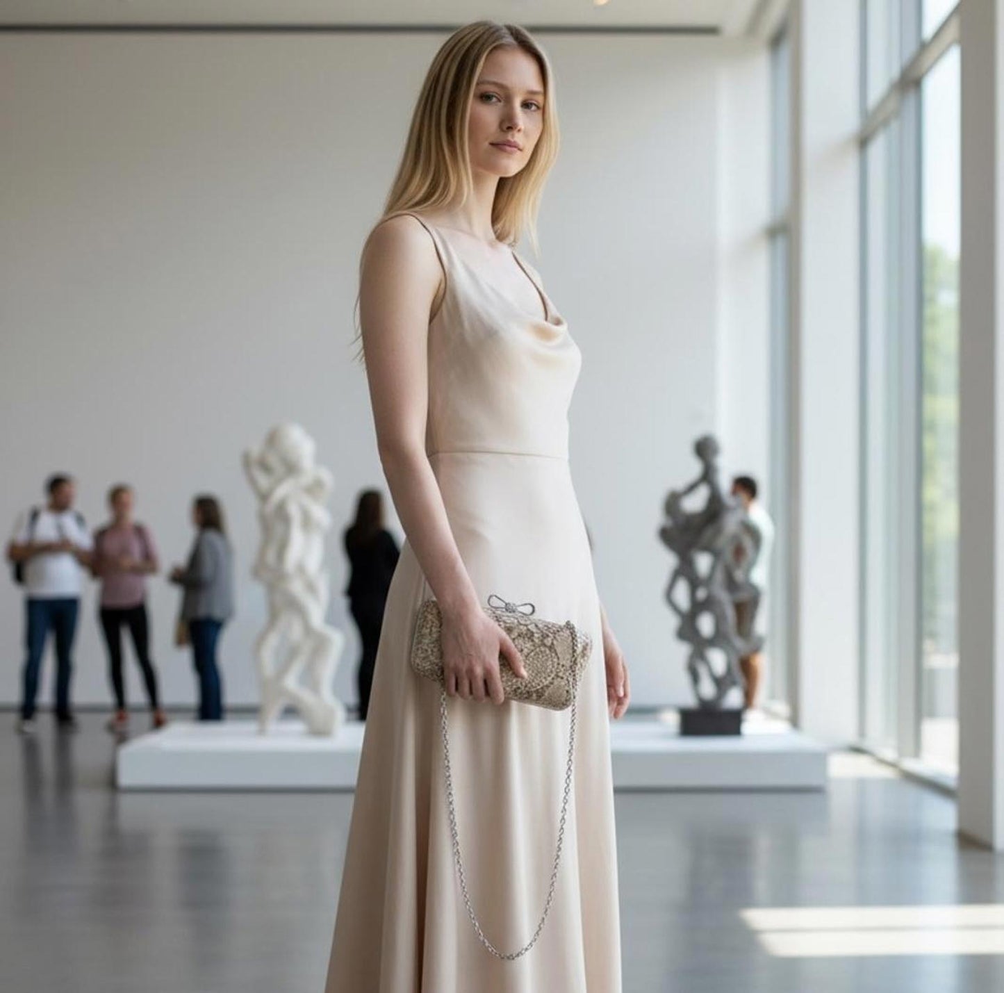 Expressions NYC Faux Snakeskin Evening Clutch with Chain