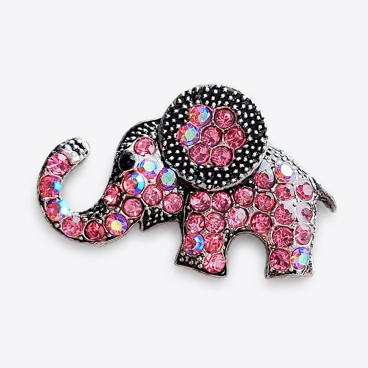 Ornate Crystal Elephant Statement Brooch Pin: A1