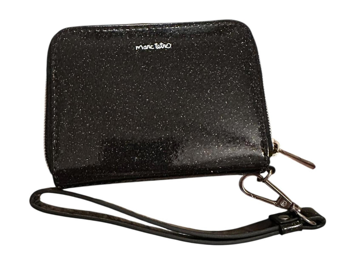 Marc Tetro Black Glitter Boston Terrier Wristlet Wallet