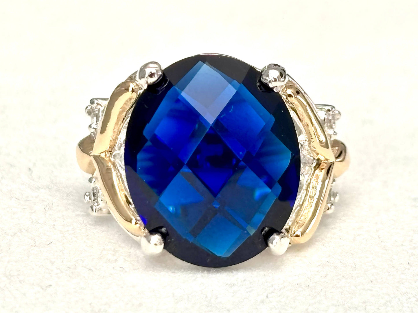 925 Sterling Silver Ring with 10K Gold Accents  Blue Quartz: 7