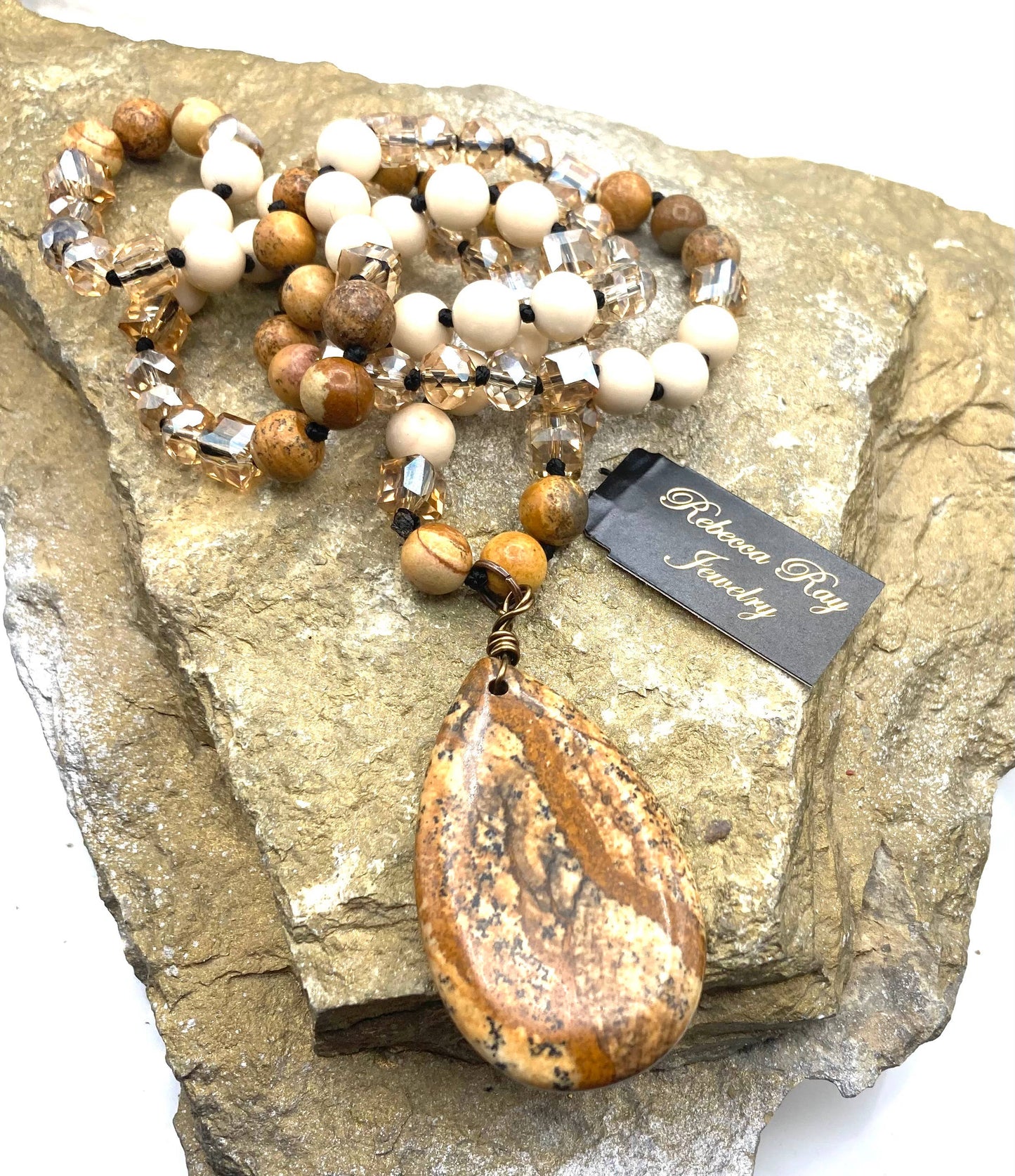 Natural Gemstone Boho  Statement Necklace
