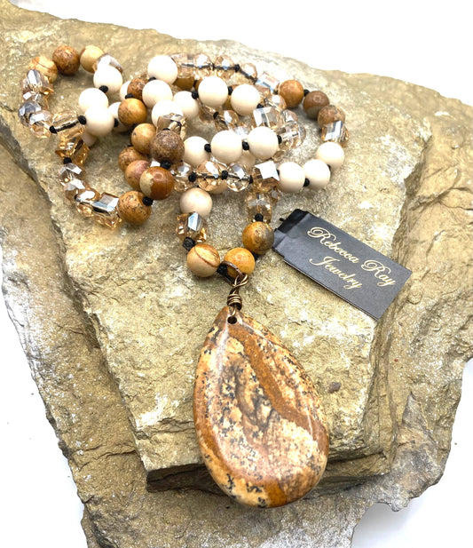 Natural Gemstone Boho  Statement Necklace