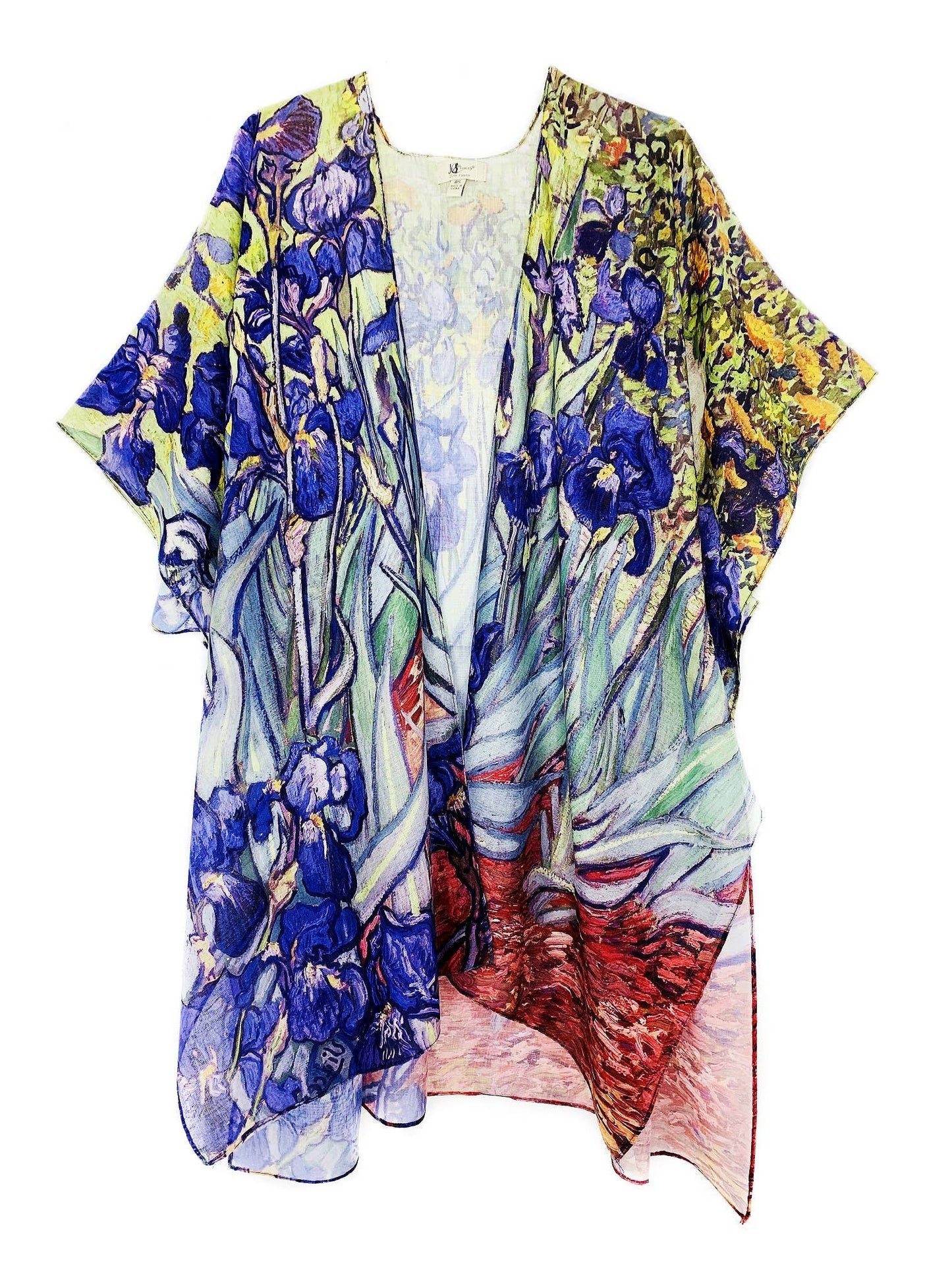 JC091711 Blue-Green Van Gogh Irises Kimono/Cover-Up